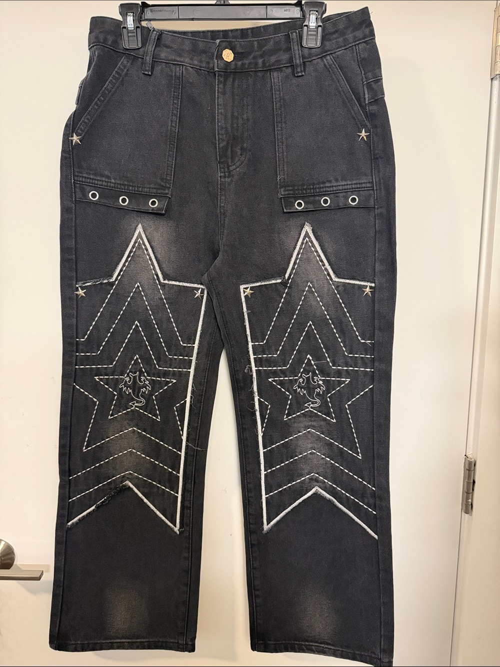 ⭐️👖⭐️ Watson Star-Embroidered Wide Leg Jeans